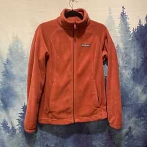 Columbia Fleece Jacket Burgundy Red Full Zip Up With Pockets Women's‎ Size M
